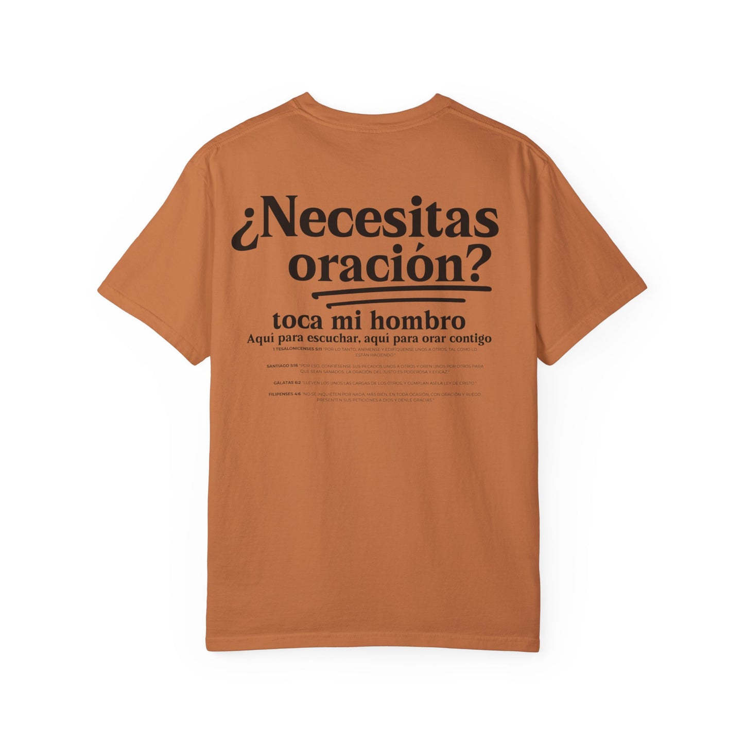 Spanish Unisex Need Prayer? Tap My Shoulder Pray Together Tee Premium Oversize Fit Minimalist T-shirt Christian Faith-Based Tee Basic