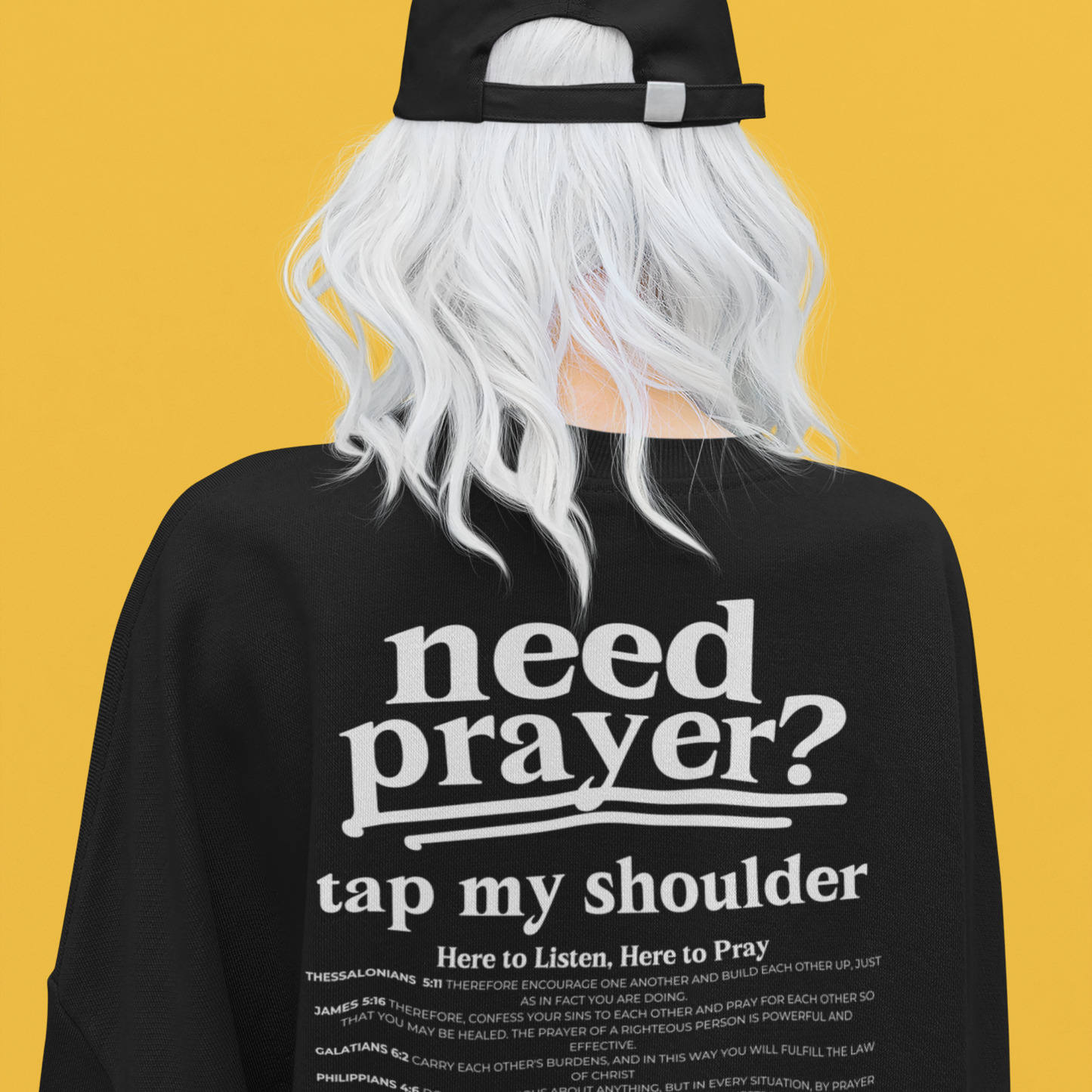 Beautiful Inspirational Need Prayer? Tap My Shoulder We Can Pray Trendy Christian Conversation Starter Sweatshirt Minimalist Faith-Based Tee