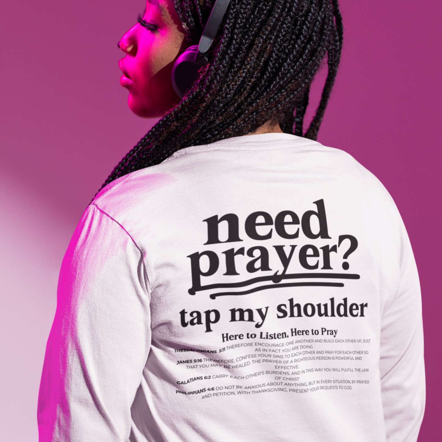 Inspirational Need Prayer? Tap My Shoulder We Can Pray Trendy Christian Conversation Starter Tee Camiseta Christiana de Oracion