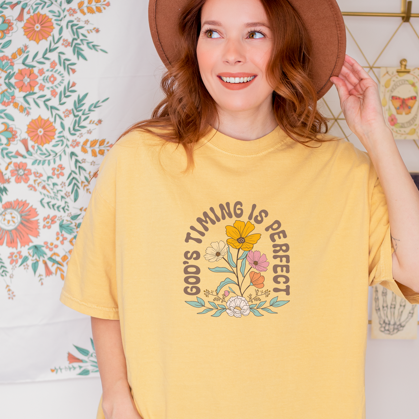 God's Timing is Perfect Bible Verse Inspirational Woman's Tee Oversize Relaxed Trendy Fit