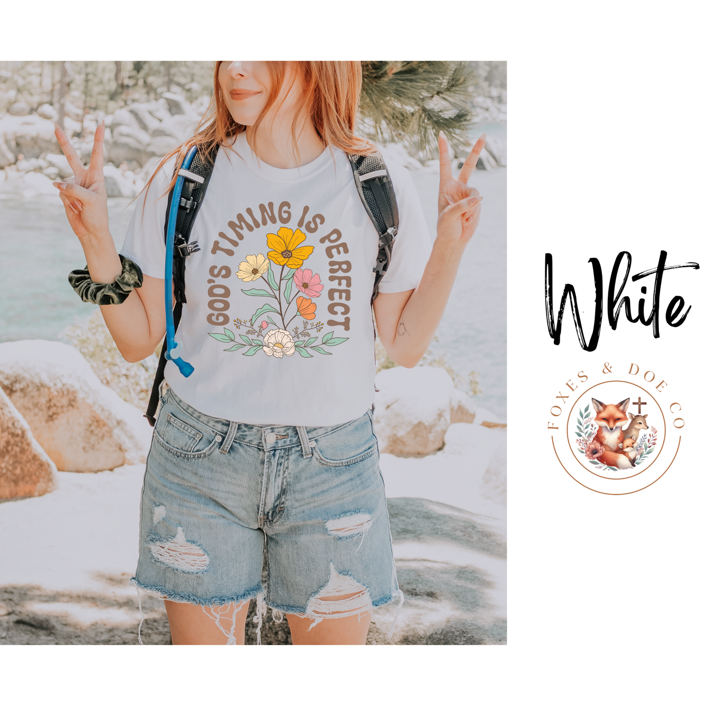 God's Timing is Perfect Bible Verse Inspirational Woman's Tee Oversize Relaxed Trendy Fit