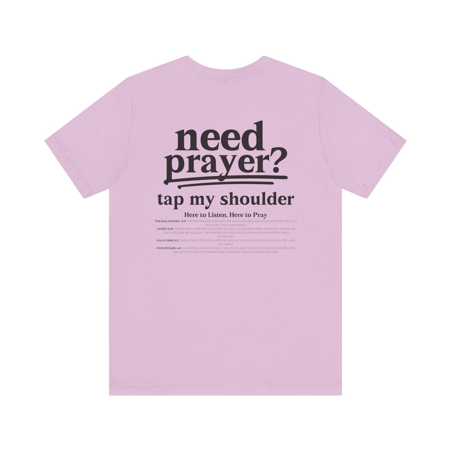Need Prayer? Tap My shoulder Modern Inspirational Unisex Tee, Trendy Christian Graphic T-Shirt Relaxed Fit Faith-based Top to Minister