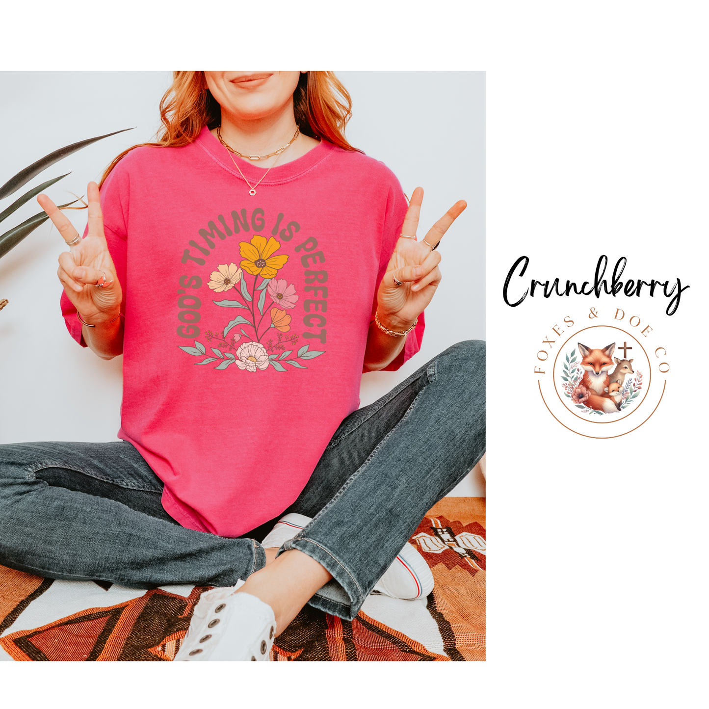 God's Timing is Perfect Bible Verse Inspirational Woman's Tee Oversize Relaxed Trendy Fit