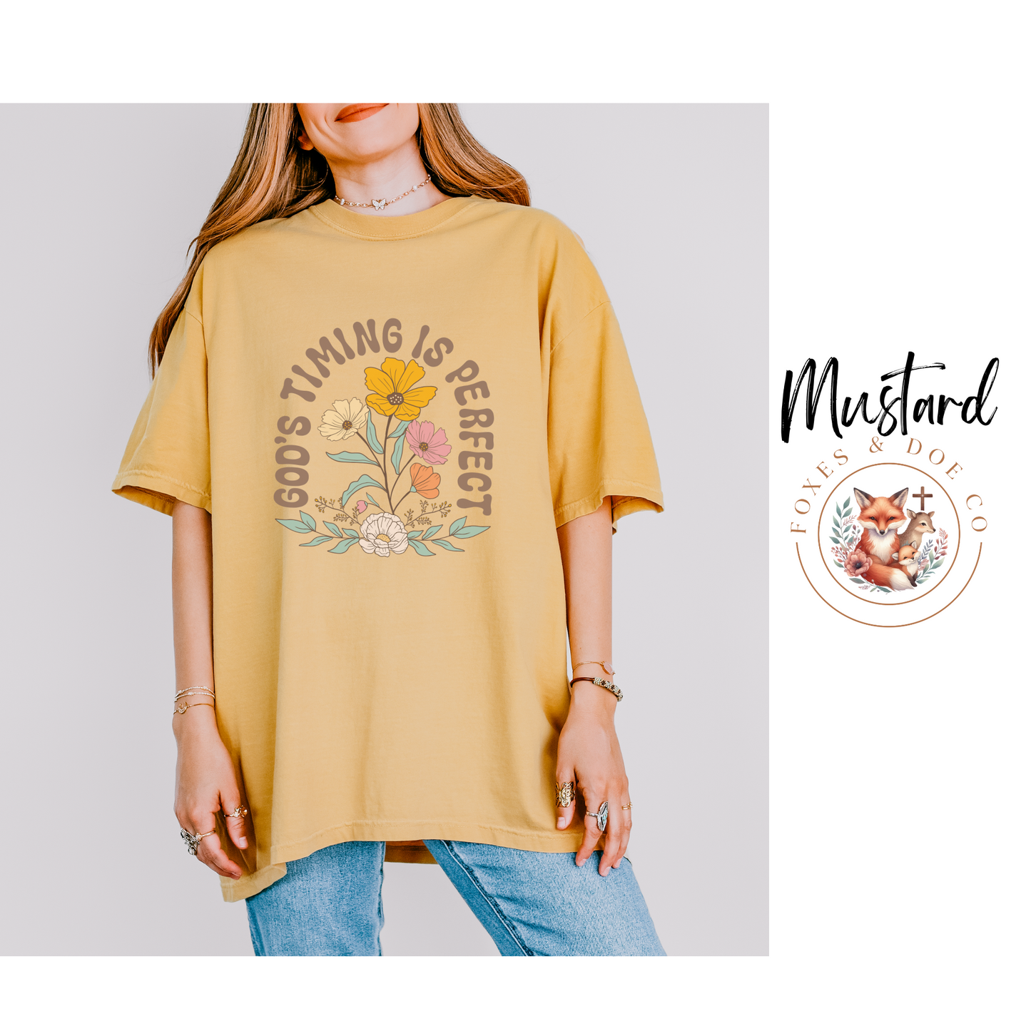 God's Timing is Perfect Bible Verse Inspirational Woman's Tee Oversize Relaxed Trendy Fit