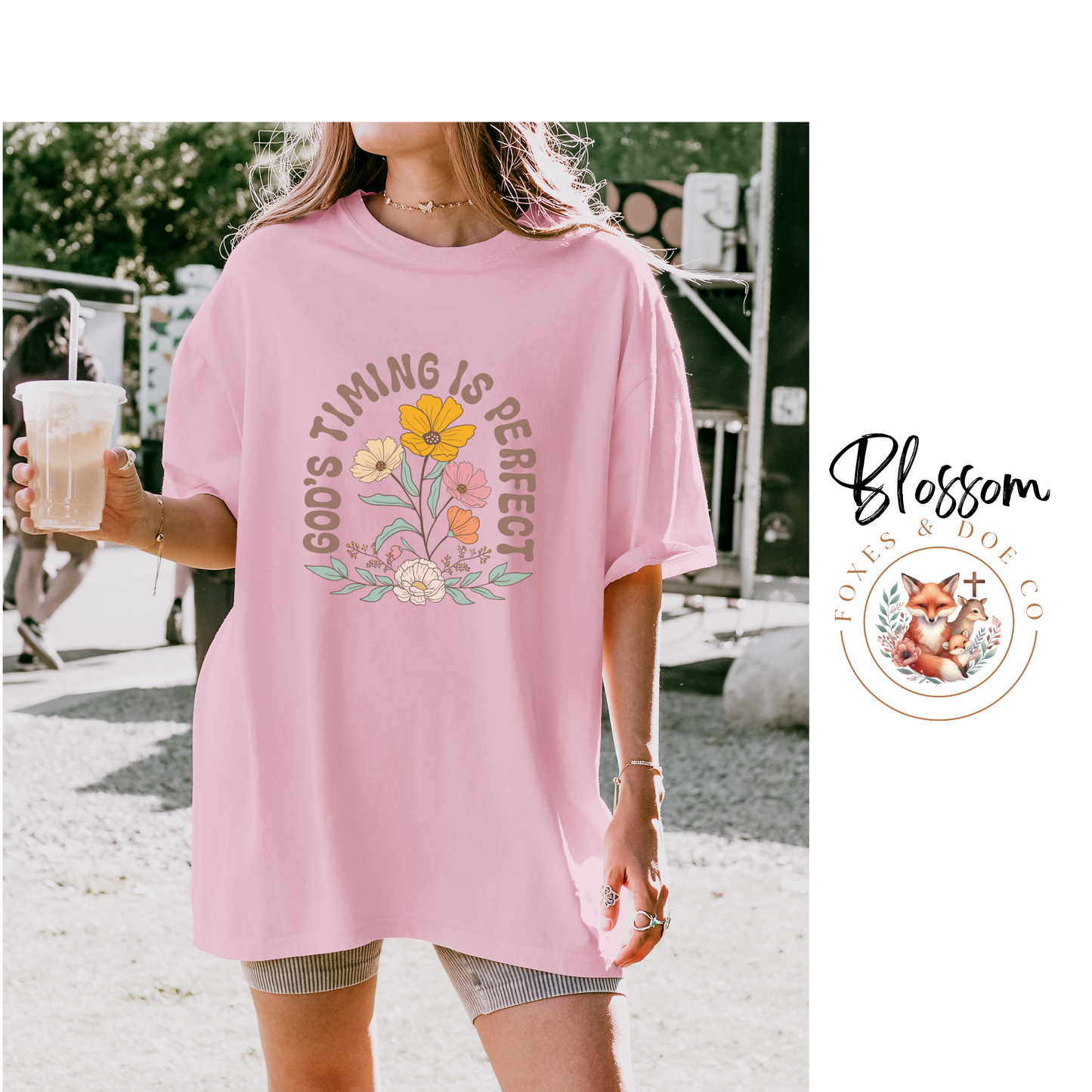 God's Timing is Perfect Bible Verse Inspirational Woman's Tee Oversize Relaxed Trendy Fit