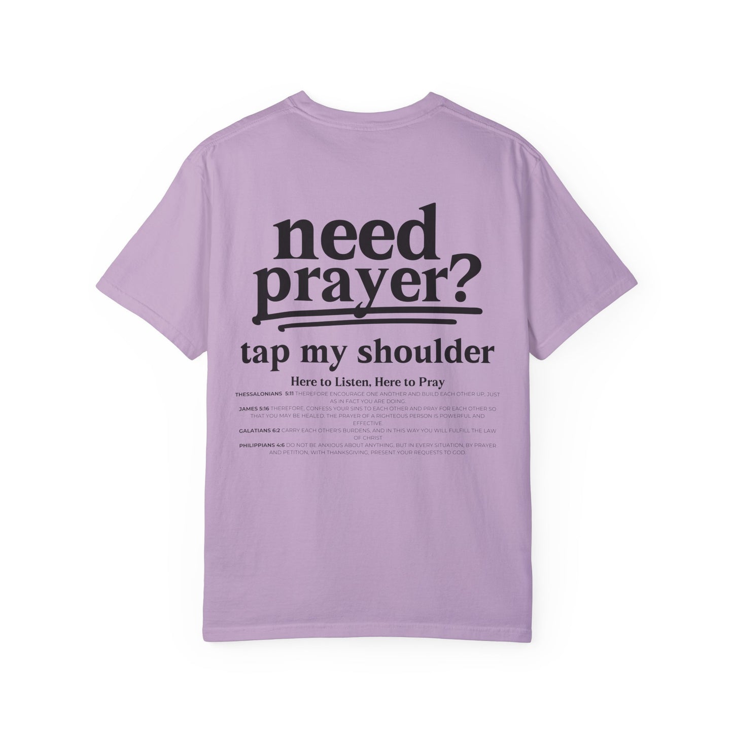 Trendy Unisex Need Prayer? Tap My Shoulder Pray Together Tee Premium Oversize Fit Minimalist T-shirt Christian Faith-Based Tee Basic Colors