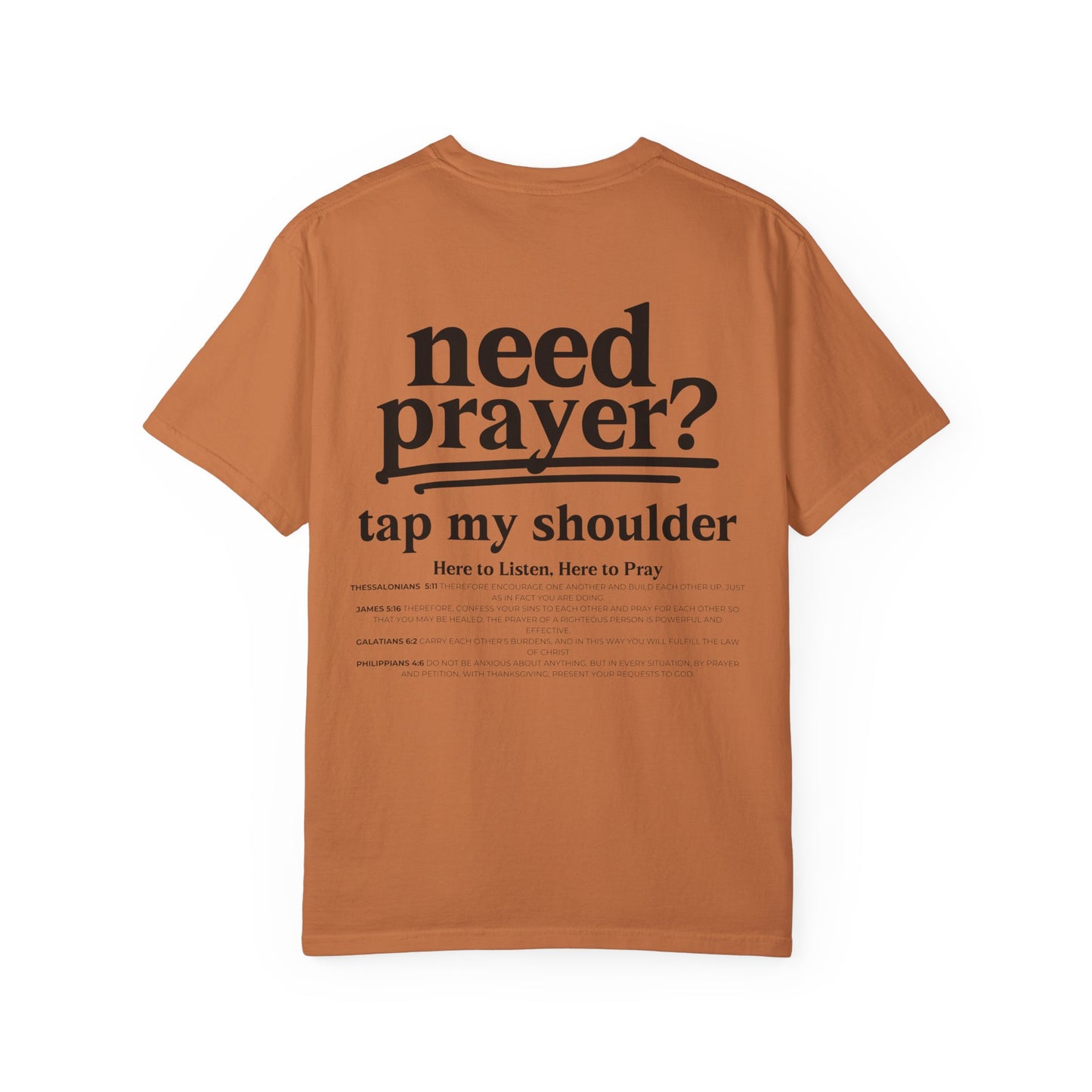 Trendy Unisex Need Prayer? Tap My Shoulder Pray Together Tee Premium Oversize Fit Minimalist T-shirt Christian Faith-Based Tee Basic Colors
