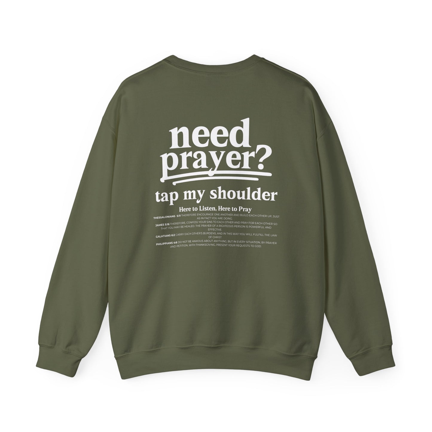 Unisex Inspirational Need Prayer? Tap My Shoulder We Can Pray Trendy Christian Conversation Starter Sweatshirt Minimalist Faith-Based Tee