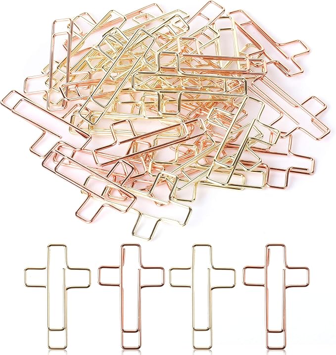 Cross Paper Clips - 35 Pack (Gold and Rose Gold)