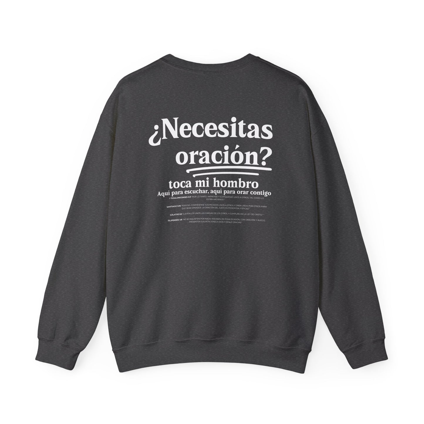 Spanish Inspirational Need Prayer? Tap My Shoulder We Can Pray Trendy Christian Conversation Starter Sweatshirt Minimalist Faith-Based Tee