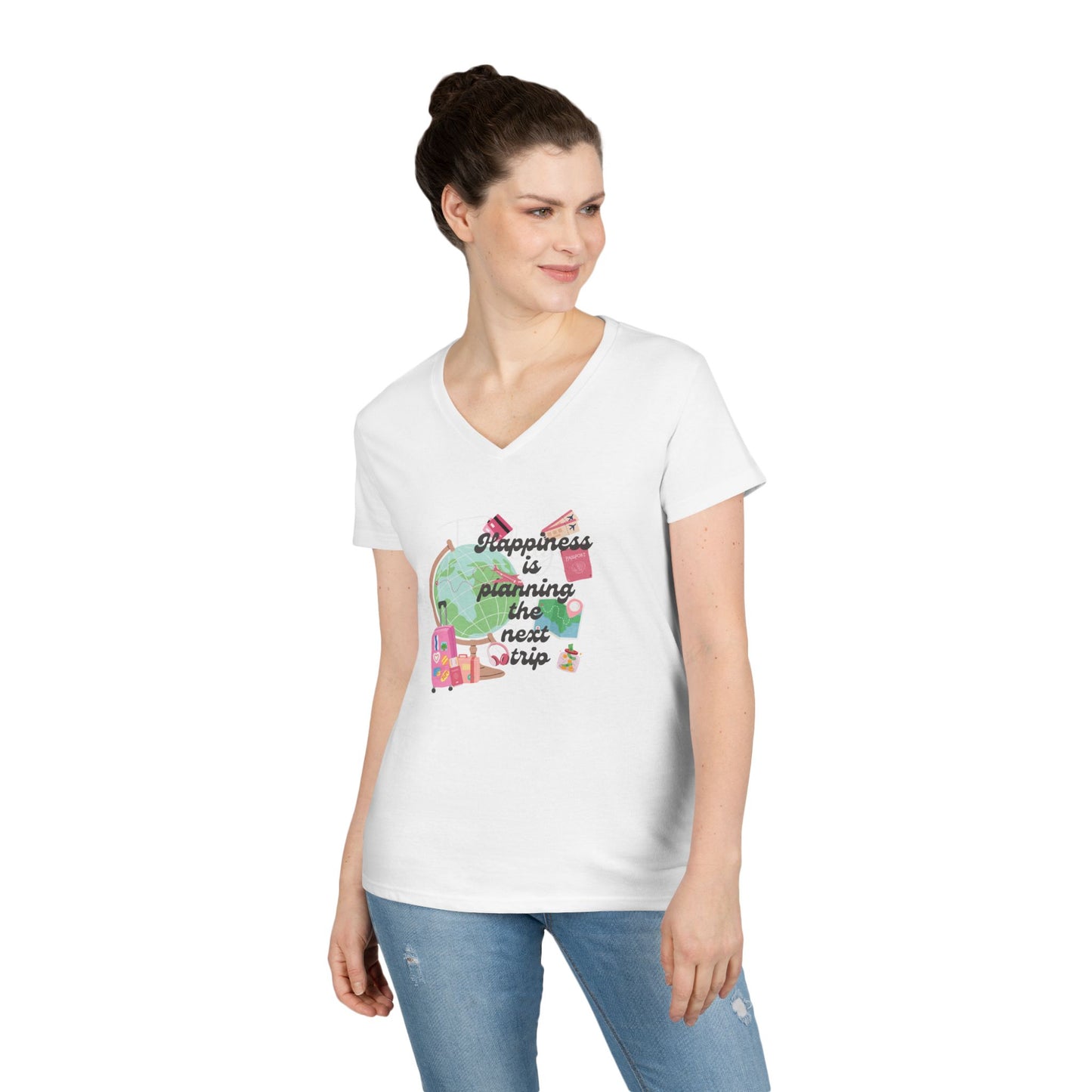Happiness Is Planning the Next Trip Women's V-Neck T-Shirt