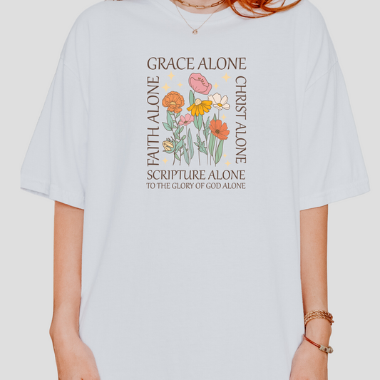 Grace Alone God Alone Scripture Alone Bible Verse Inspirational Womans Shirt