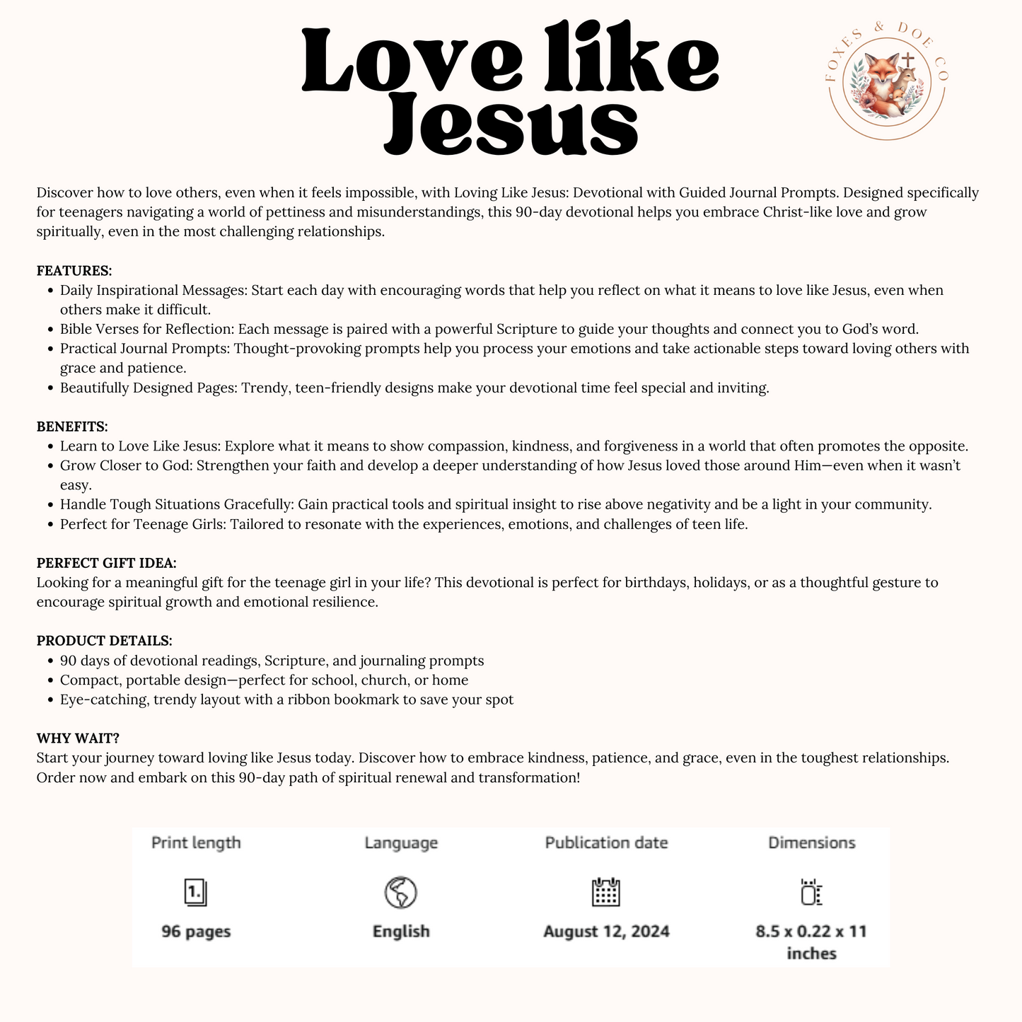 Loving Like Jesus: Devotional With Guided Journal Prompts