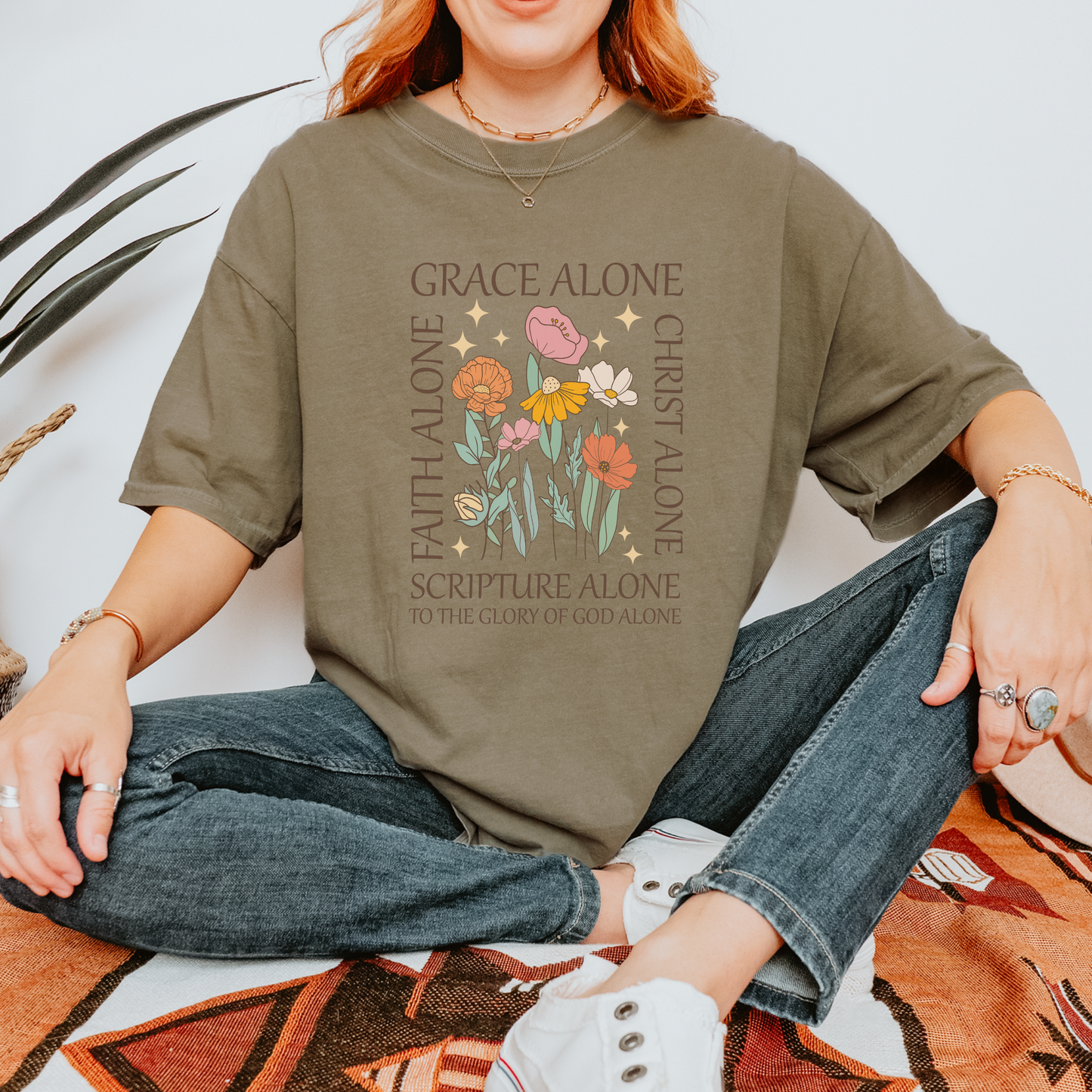 Grace Alone God Alone Scripture Alone Bible Verse Inspirational Womans Shirt