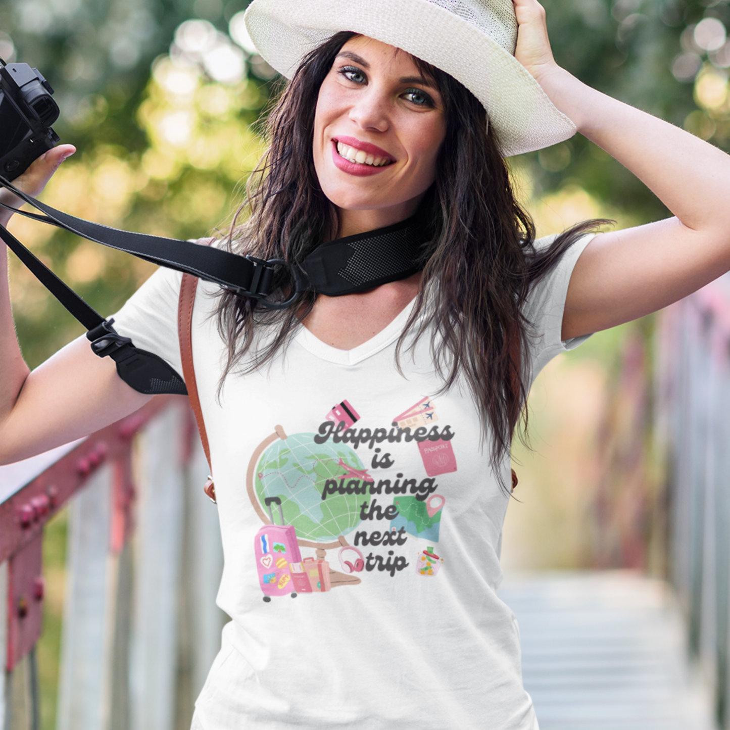 Happiness Is Planning the Next Trip Women's V-Neck T-Shirt