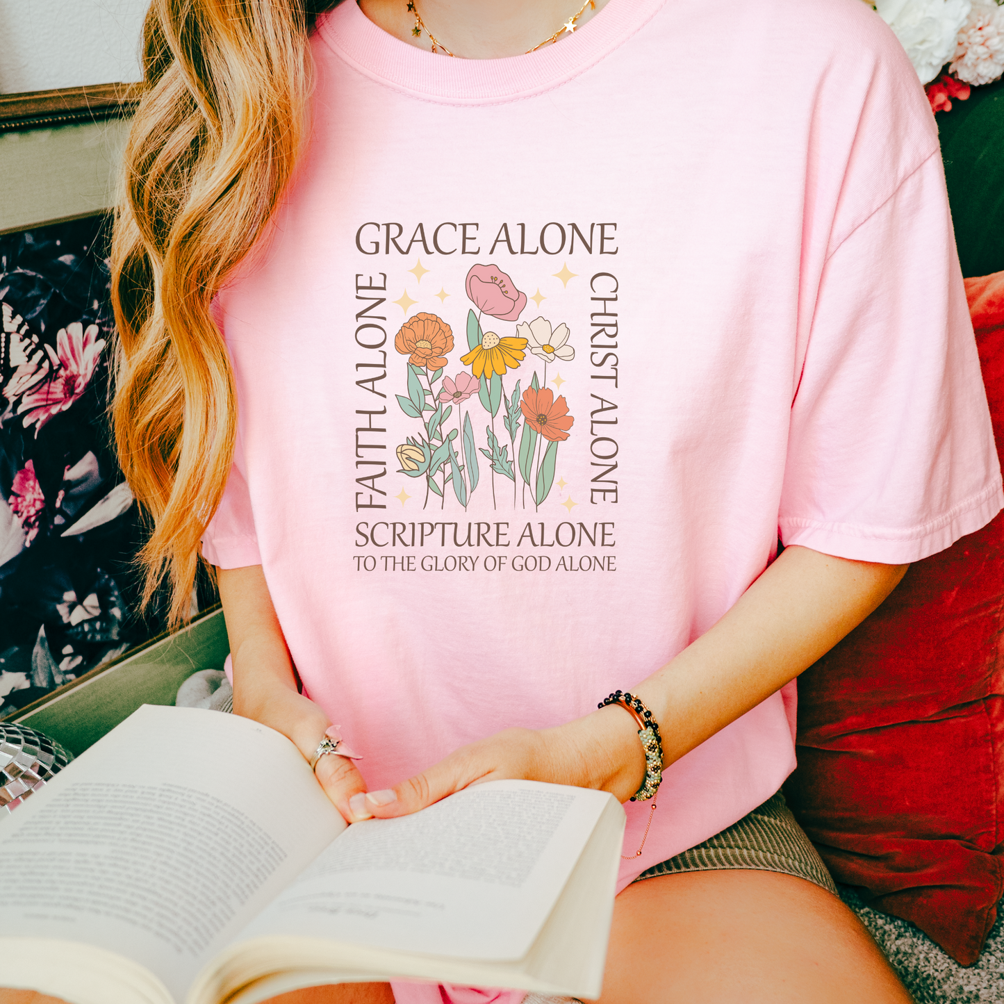 Grace Alone God Alone Scripture Alone Bible Verse Inspirational Womans Shirt