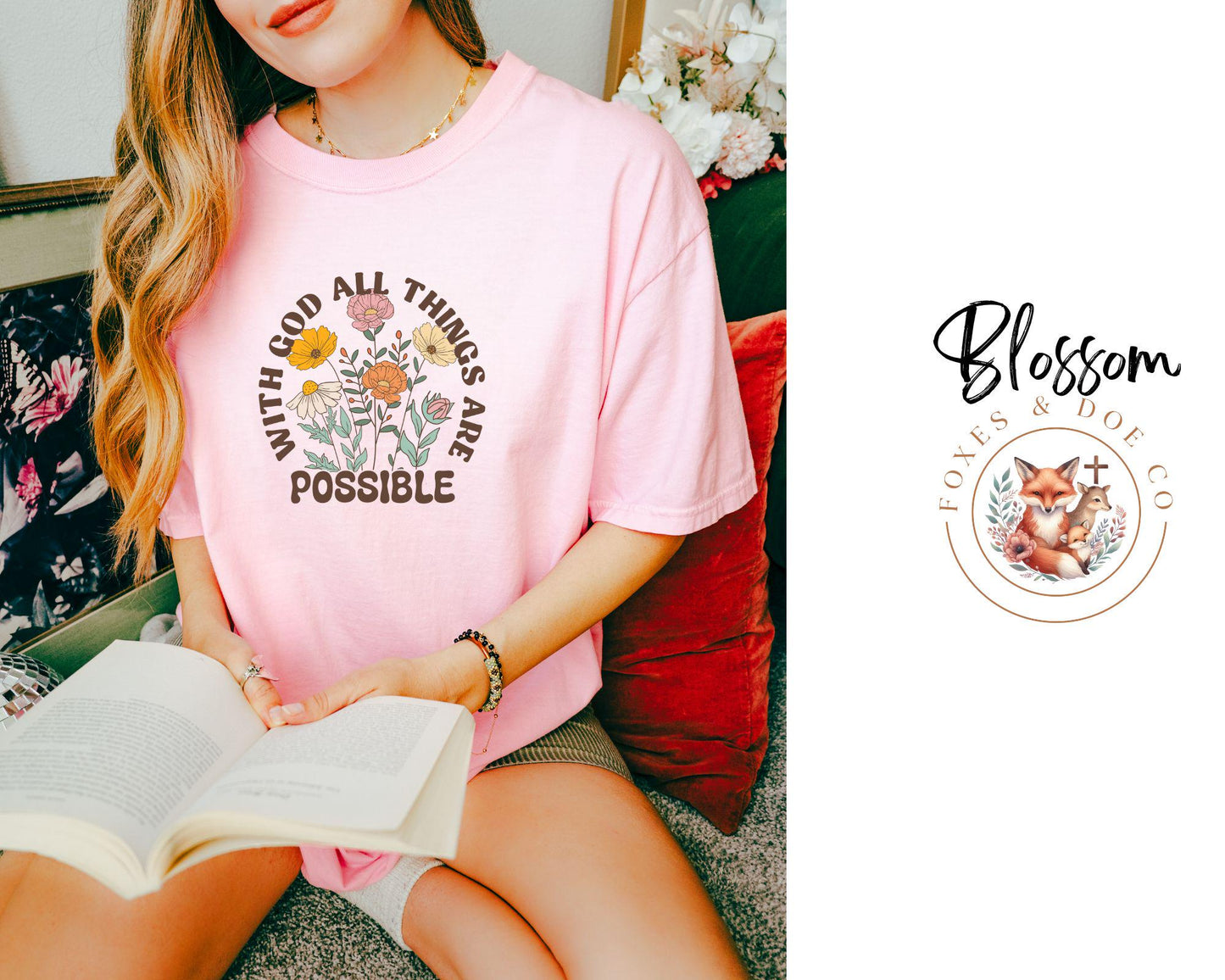 With God All Things Are Possible Bible Verse Inspirational Woman's Tee